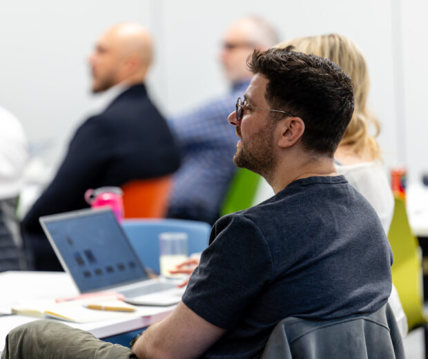 A member of our Propel Healthtech West Yorkshire cohort listening to a masterclass session.