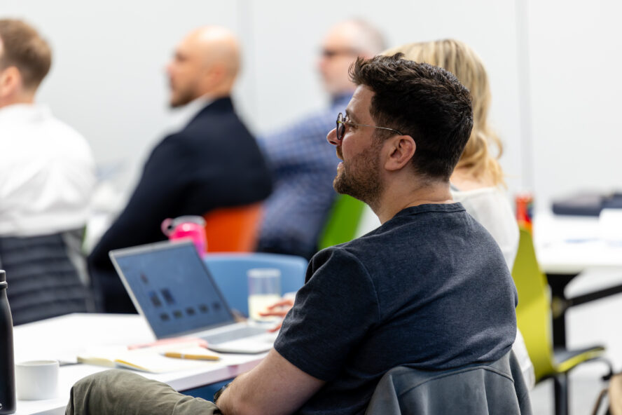 A member of our Propel Healthtech West Yorkshire cohort listening to a masterclass session.