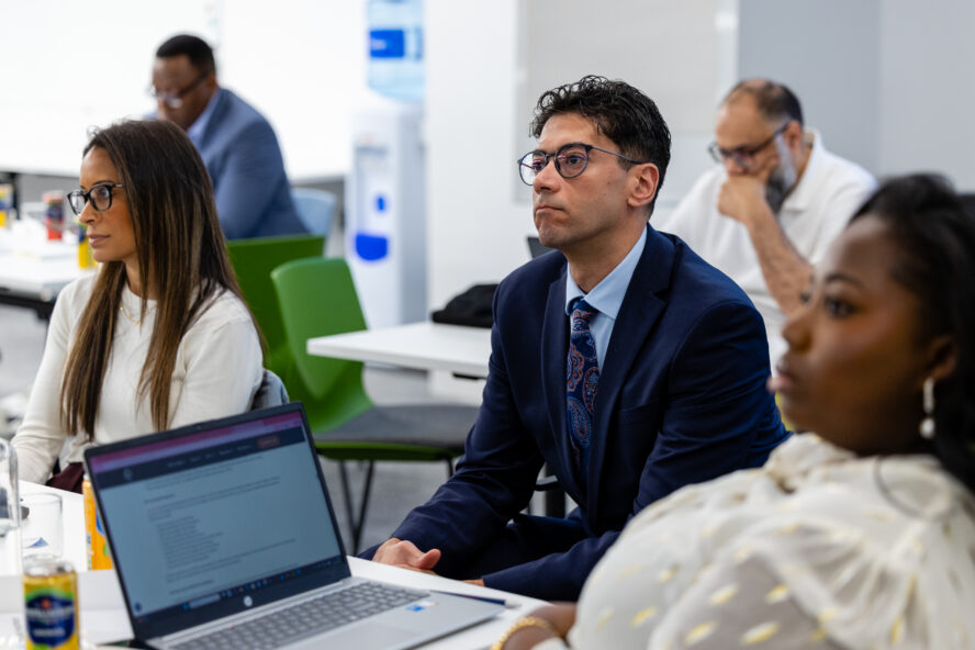 A member of our Propel Healthtech West Yorkshire cohort listening to a masterclass session.