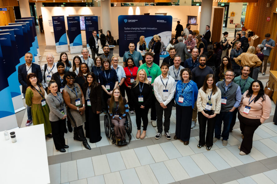 The latest cohort of innovators to join Propel Healthtech West Yorkshire, stood together at the launch event.